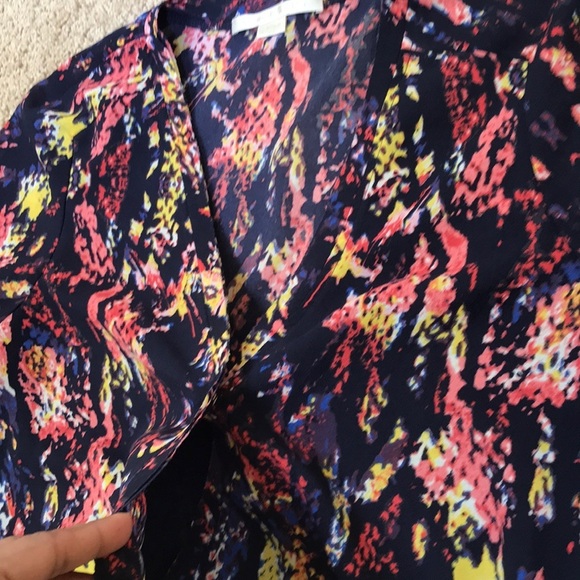 Cooper and Ella medium navy multi faux wrap blouse - Picture 5 of 9